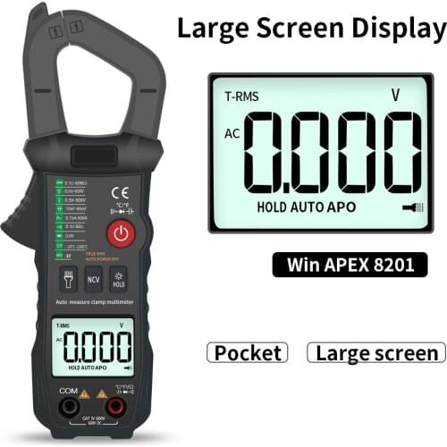 WinAPEX 8201 Professional Digital Multimeter Clamp Meter DC/AC 600A Current Tester 6000 Counts True RMS Ampere Meter for Eletric