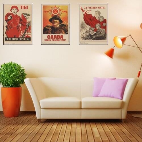 2019 WW2 Soviet Union Germany Soldier Painting Vintage Wall Kraft Posters Wall Stickers Home Decoration Pictures Gift