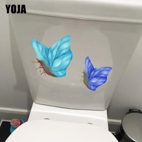 YOJA 22.4X14.3CM Hand Painted Watercolor Butterfly Baby Room Decor Fresh Cartoon Wall Sticker Toilet Decal T1-2119