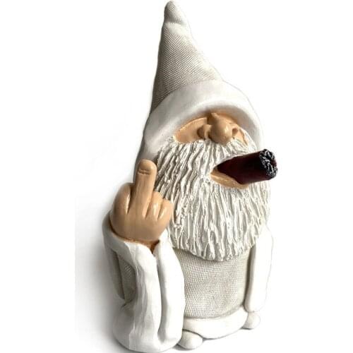 Funny Zombie Smoking Dwarf Garden Sculpture Ornaments Scornful Wizard Gnome Statue Indoor Outdoor Figurine Home Yard Decoration