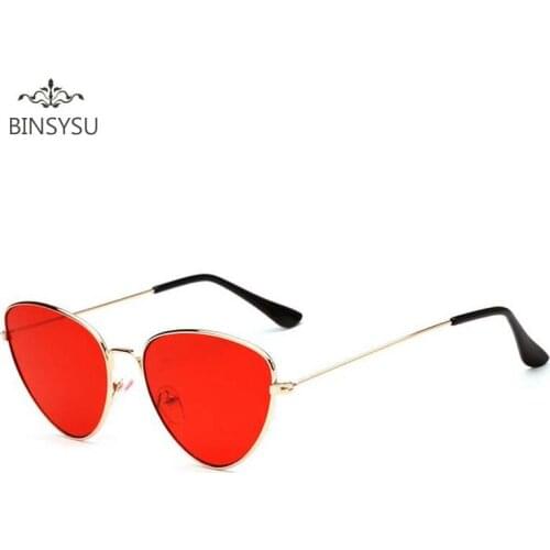 Cat Eye Women Sunglasses Tinted Color Lens Vintage Shaped Sun Glasses Women Eyewear Red Lens Female Sunglasses