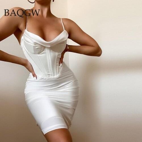 Summer Sleeveless Stretchy Satin Bustier Sexy Midi Bodycon Dress Women Elegant Celebrity Party Club Outfits Corset Dress Vestido