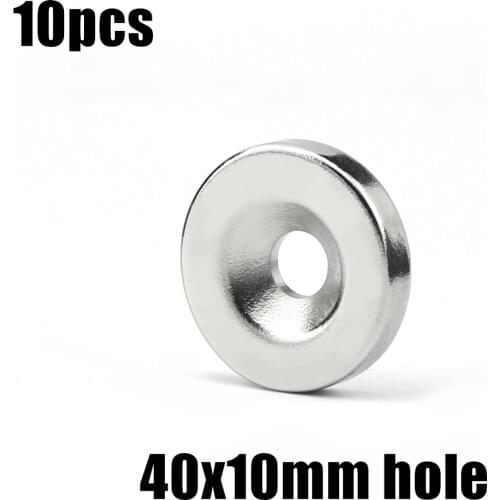 20pcs 40 x 10 mm Hole: 10mm super Strong Round Neodymium Countersunk Ring Magnets Rare Earth N50 Free Shipping