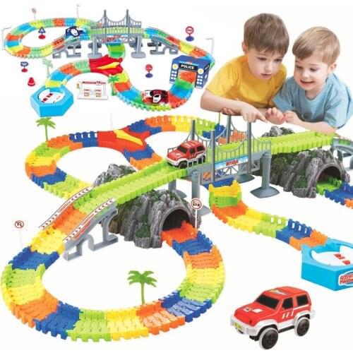 5.5cm Glowing Racing Track Rail Car Toys Bend Flexible Race Track Electronic Flash Car Railway Toys for Children Gift