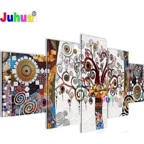 5 pcs Full diamond painting Modern happiness Tree, colorful Tree diamond embroidery rhinestone mosaic diamond inlaid pattern P74