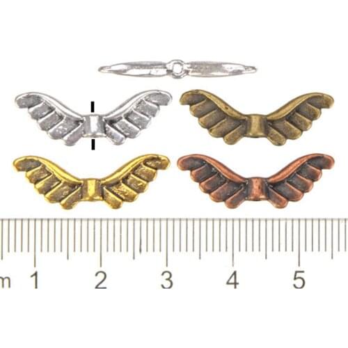 DIY Angel Wings Spacer Beads Charms Bracelet Dangle Religion Hollow Feather Antique Silver Metal Jewelry Findings 8*23*2mm 60pcs