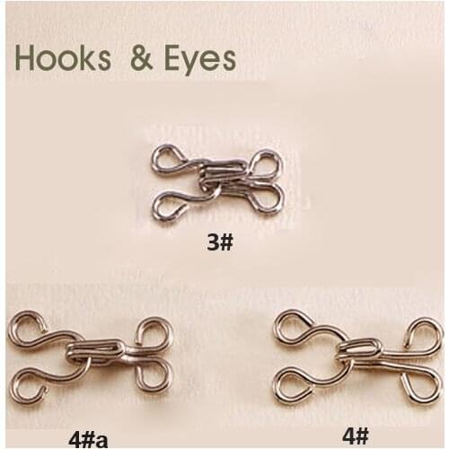 90 pairs / lot HE-015 metal brass bra underwear hooks eyes pant skirt hook / eye silver nickle free shipping