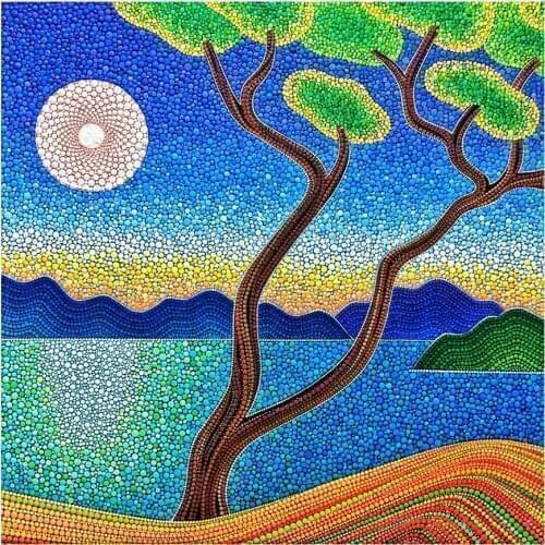 Diamond Painting 5D DIY Tree by the lake Full Special Drill Rhinestone Mosaic Wall Art Picture Kit Home Decoration