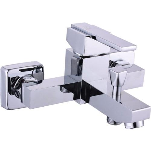 Free shipping Square bathroom bath faucet with polished chrome bathtub faucet by in-wall mounted bathroom bath mixer tap