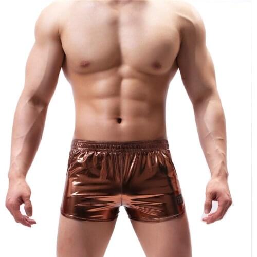 Shiny Men Faux Leather Boxers Underwear Sexy Lingerie Clubbing Party Pants Clubwear Night Wet Look Trunk Men Shorts Boxershorts