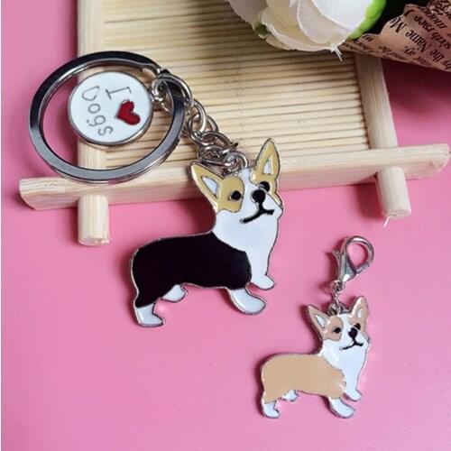 Lovely Dog Shape Key Chain Cute Corgi Dog Figure Dogs Key Ring Shape Cheap Keychain Car Keyring Very Key Gift