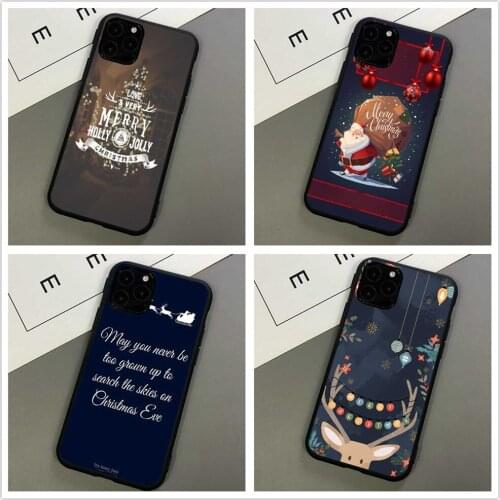 Christmas Cartoon Deer TPU Silicone black Matte Case For iPhone 11 Pro MAX XR XS Max X 5 SE 7 8 6S Plus 12mini 12pro max Cover