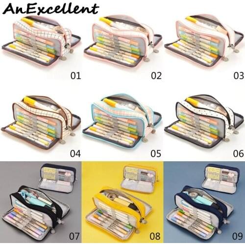 Large Capacity Pencil Case Stationery Cute Boys Girls Gift Pen Bag Pen Box Canvas Pencil Cases Storage School Office Supplies