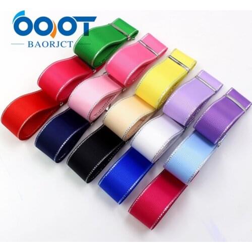OOOT BAORJCT I-19316-580 25mm 10yards Silver double sided bilateral grosgrain Ribbons,DIY bow cap accessories and decorations