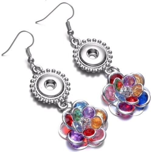 ES0263c New Arrivals Colorful Metal Flower Charms Earrings Eardrop Fit 12mm Snap Button Snap Earrings Snap Jewelry