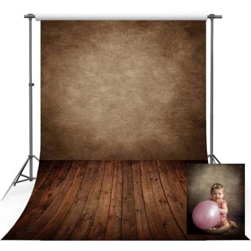 Retro Photography Backdrop Dark Brown Wall Wood Floor Backdrop for Newborn Photoshoot Studio Props Photo Backgrounds