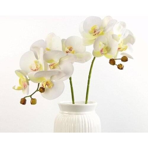 Artificial Silk White Orchid Flowers High Quality Butterfly Moth Phalaenopsis Fake Flower for Wedding Home Festival Decoration