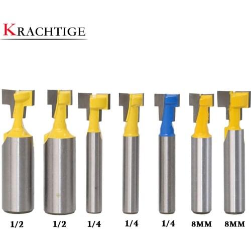 Krachtige 1/4"MM/1/2MM/8MM Shank T-Slot Cutter Router Bit for 1/4" Hex Bolt