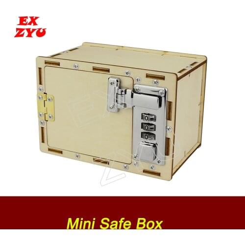 EXZYU Mini Safe Box Prop Real Life Escape Room Get the password to open the 3 numbers lock to get new clues Chamber Room