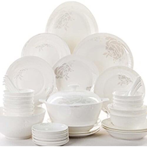 Jingdezhen Ceramic Dinnerware Set Kitchen Tableware Dinner Dish Ceramic Plates and Dishes Bowls 58 pcs combination dishes set