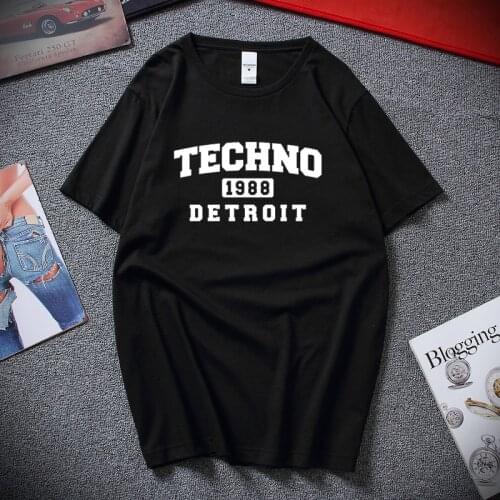 Detroit Techno 1988 Est Printed Mens T shirt Since Music Club Graphic New Fashion Mens clothing Top Cotton Short Sleeves Tshirt