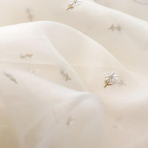 One meter High quality New Organza in spring and summer costura Floret embroidery fabric custom dress cheongsam tissu