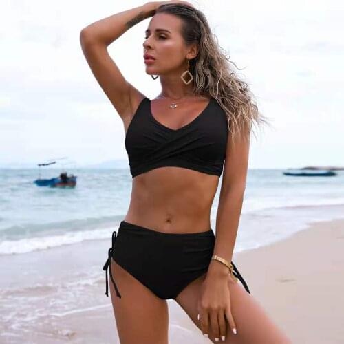 Solid Sexy Bikini 2021 Summer Swimsuit Women 2 Pieces High Waist Bikini Push Up Swimwear Tankini Swimsuits Bathing Suit Women