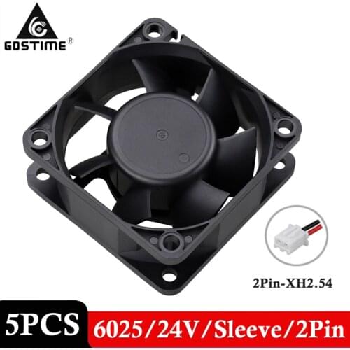 5 PCS LOT Brushless Power 2Pin 60mm 60 x 60 x 25mm 6cm 6025s DC 24V Cooler Cooling Fan