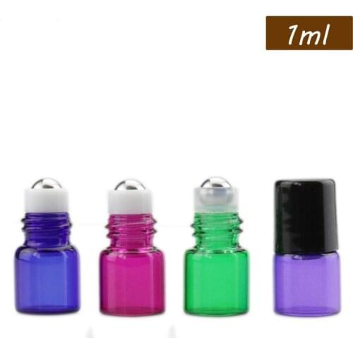 Wholesale 1ml 2ml Metal Roller Bottles For Essential Oils Mini Glass Roll On Bottles With Black Lid