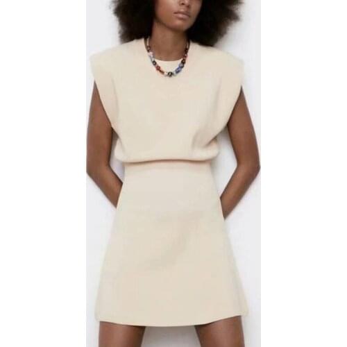 ZA Summer Women Knitted Dress Solid Office Lady O-neck Loose Dress Party Vestido Sleeveless Elegant Girl Causal Outfits