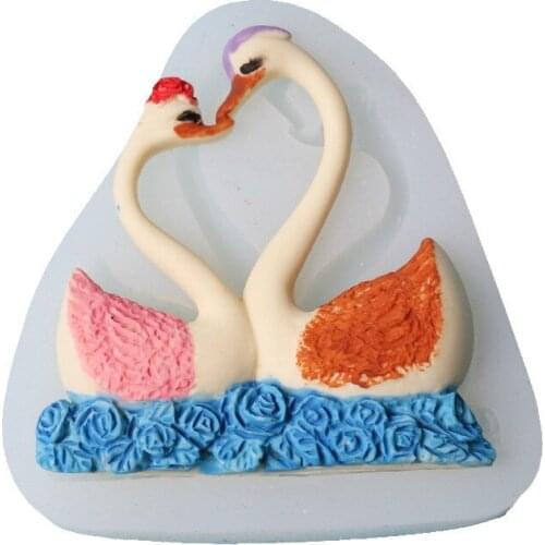 Romantic Swan Rose Flowers Cake Fondant Silicone Mold DIY Cookie Chocolate Mould Bakeware Lovely Kitchen Baking Tools