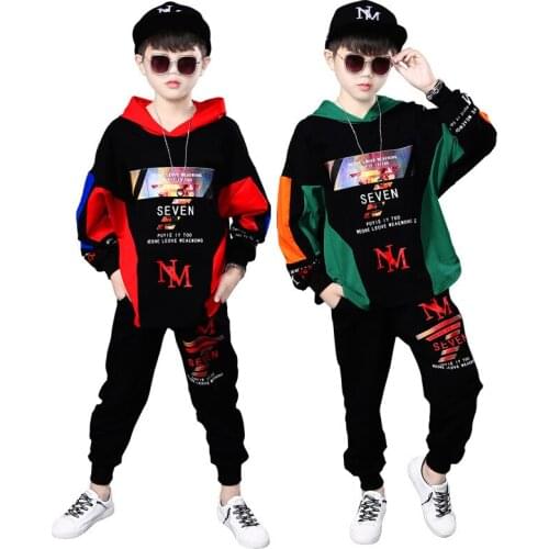 Autumn Boys Clothing Set 8 10 12 Years 2021 Cartoon Feather Boy Long Sleeve Shirt + Pants Set Childrens Sportswear Clothes Set