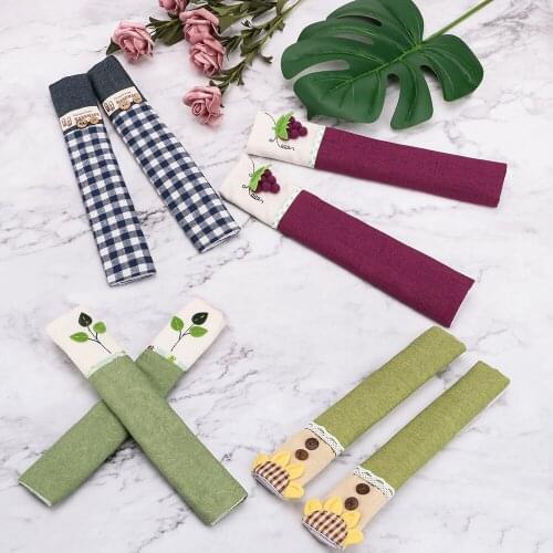 Oven Door Handle Cover Handles Anti Skid Protector Gloves Home Decor Cotton Refrigerator Door Knob Cover 1 Pair