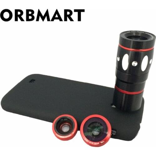 ORBMART Fish Eye Wide Angle Macro 10x Zoom Telescope Camera Lens With Protective Back Cover For Samsung Galaxy S4 I9500