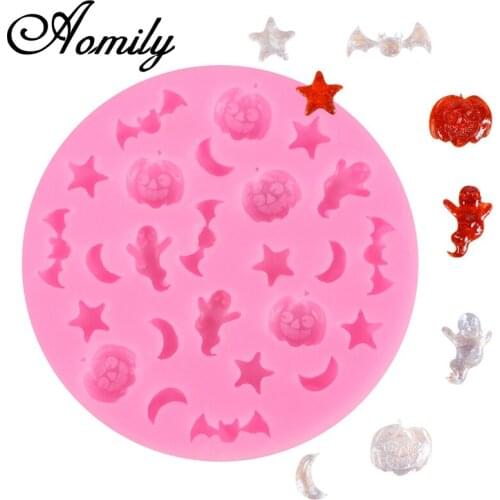 Aomily Silicone Cake Molds Halloween Pumpkin Star Moon Bat Fondant Chocolate Mold Cake Decorating Tools Sugarcraft Soap Mould