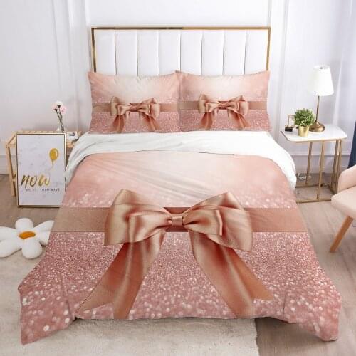 Modern Bedding Sets Duvet Cover Set Quilt/Comforter/Blanket Covers Pillowcase Pink 3D Custom King Queen Twin Size Bed Linen