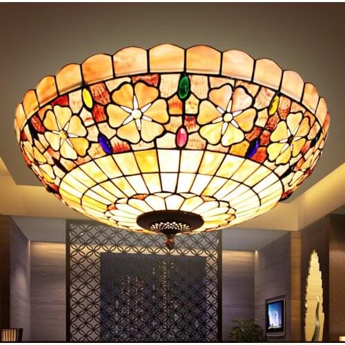Led Turkish Bohemia natural shell ceiling lights Tiffany Mediterranean style lustres kitchen living room bar ceiling lamp