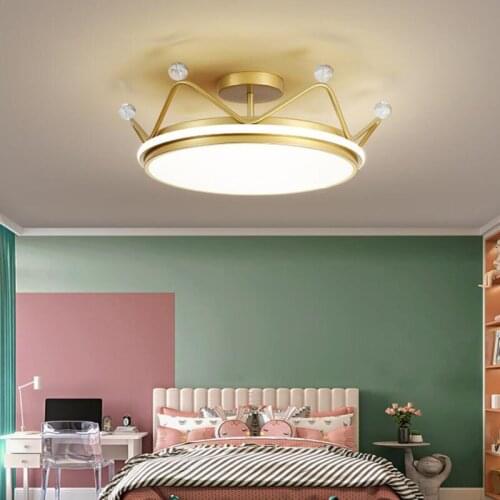 LED Ceiling Light Nordic Crown chandelier Lamp for Children Room Stepless Dimming Remote Control Livingroom Bedroom Home Light