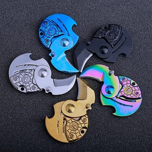 Tactical Ultra-thin Folding Knife EDC Multi Tool 9Cr18MoV Camping 58HRC Spider Blade Portable Defense Mini Coin Knives Silver