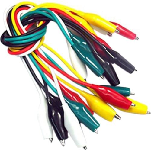 10 PCS 5 Color Alligator Clip To Alligator Cables for Power Supply Test Probes