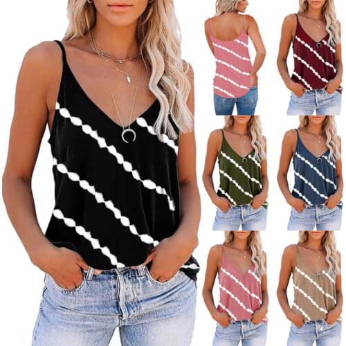 T Shirt Women New Summer Products Of 2021 Traf Sexy Halter Womens T Oversize Tanhs V-Neck Sling Twill Low-Cut Print Vest Crop