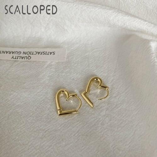 SCALLOPED Vintage Hollow Heart Shape Earrings For Women High Quality Copper Alloy Personality Temperament Brand Jewelry Gifts