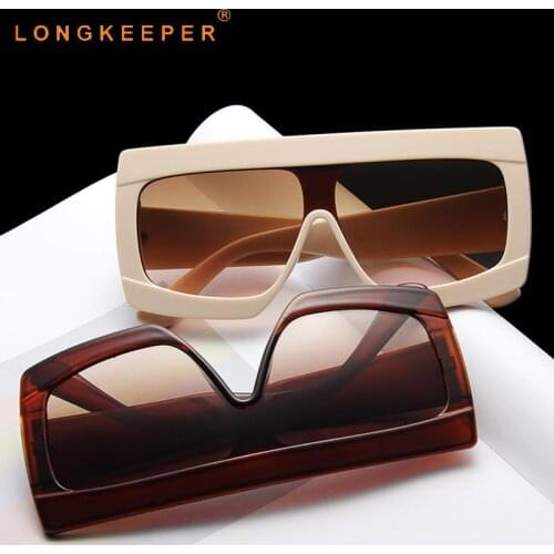 LongKeeper Oversized Sunglasses Women Big Square Sun Glasses Luxury Vintage Eyewear Ladies UV400 Party Travel Gafas de sol