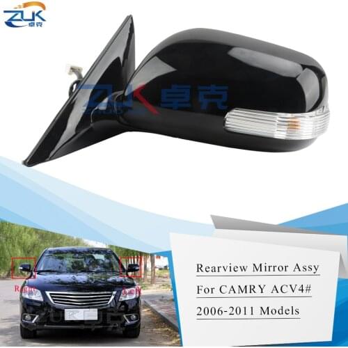 ZUK Exterior Rearview Door Mirror Assy For TOYOTA CAMRY AURION 2006-2011 With Turn Signal Heating Electric Folding Functions