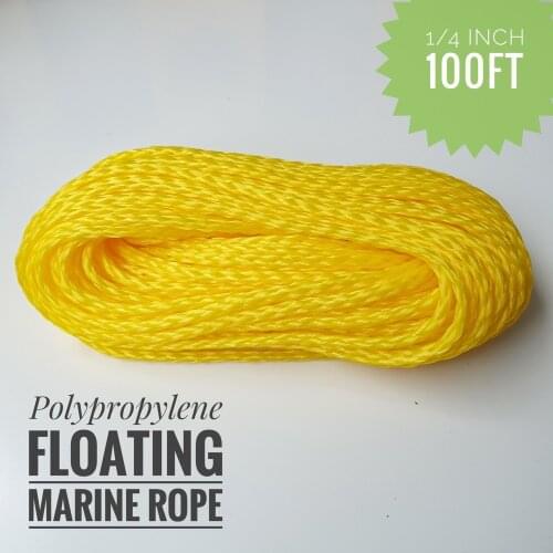 1/4 inch 100ft Lightweight Hollow Polypropylene Floating Anchor Mooring Rope Dock Rope Marine Rope Boat Sailing Rope