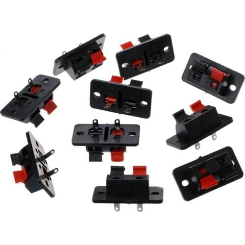 10Pcs 2 Positions Terminal Connection Push Button Jack Spring Load Speaker Audio Connectors