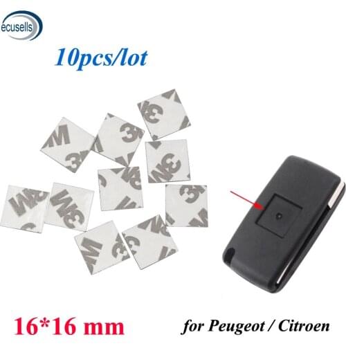 10pcs/lot, Diameter 16x16mm Square Oval Sticker Remote Car Key Emblem Logo Replacement for Peugeot for Citroen Remote Key