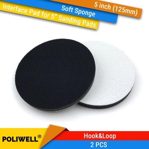 2PCS 5 Inch(125mm) Soft Sponge Interface Pads for Back-up Sanding Pad and Hook&Loop Sanding Discs for Uneven Surface Polishing
