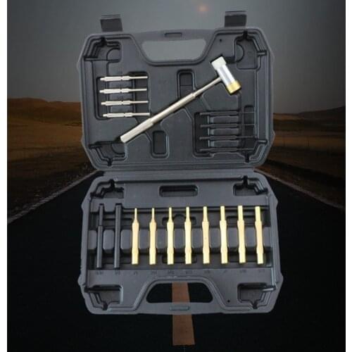 2021 -9-Pieces Gunsmith Punch Set and Hammer with Brass, Hollow, Steel, Plastic Punches, Brass Punch for Gunsmithing Maintenance
