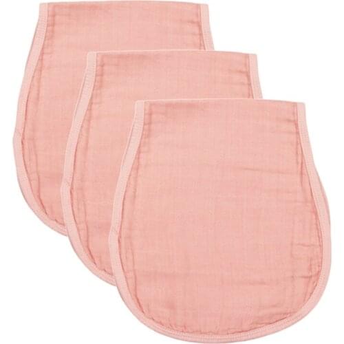 3 Pcs Baby Muslin Burp Cloth Soft Comfortable Cotton Feeding Bibs Solid Color